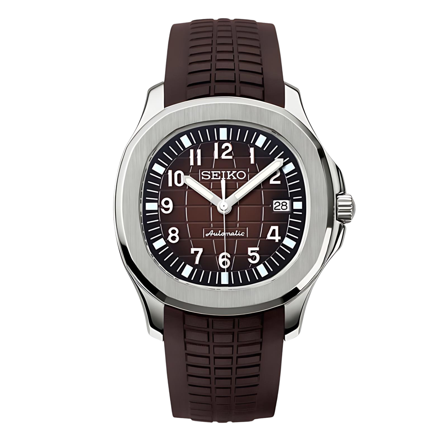 Seiko Mod Aquanaut Brown – Sportuhr mit braunem Zifferblatt und Kautschukarmband