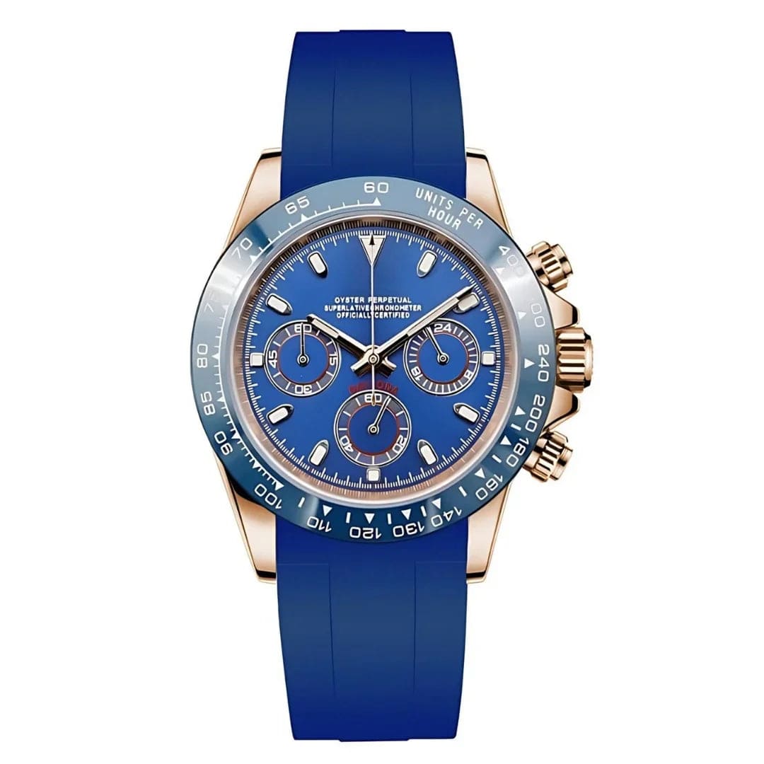 Seiko Mod Daytona Royal Blue Luxusuhr mit blauem Zifferblatt und Roségoldgehäuse