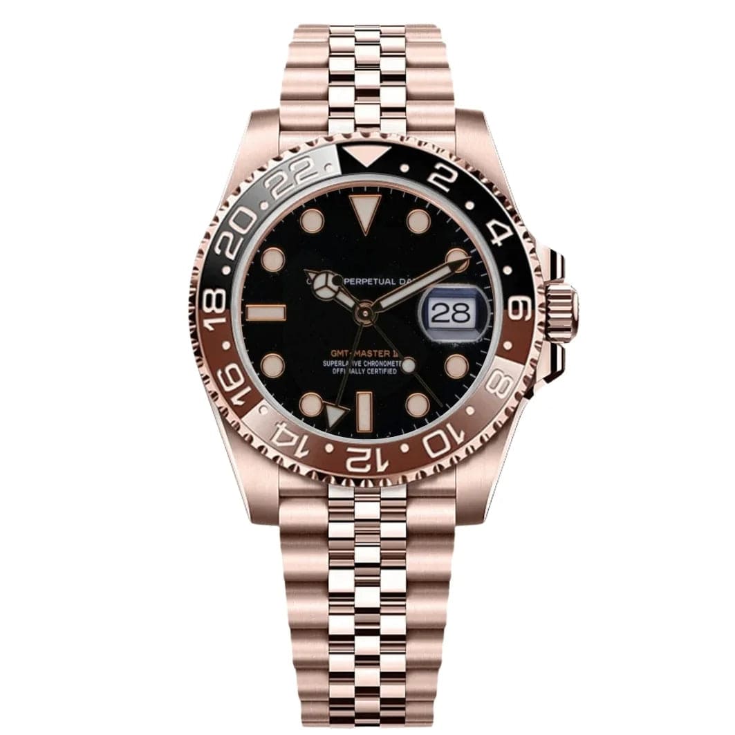 Seiko Mod GMT Rootbeer in Roségold mit zweifarbiger Lünette