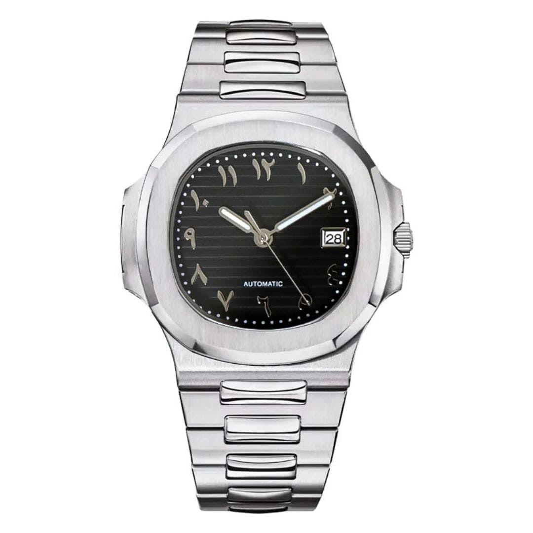 Seiko Mod Nautilus mit arabischen Ziffern und schwarzem Zifferblatt