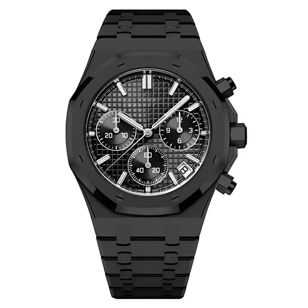 Seiko Mod Royal Oak Chrono Triple Black Dial