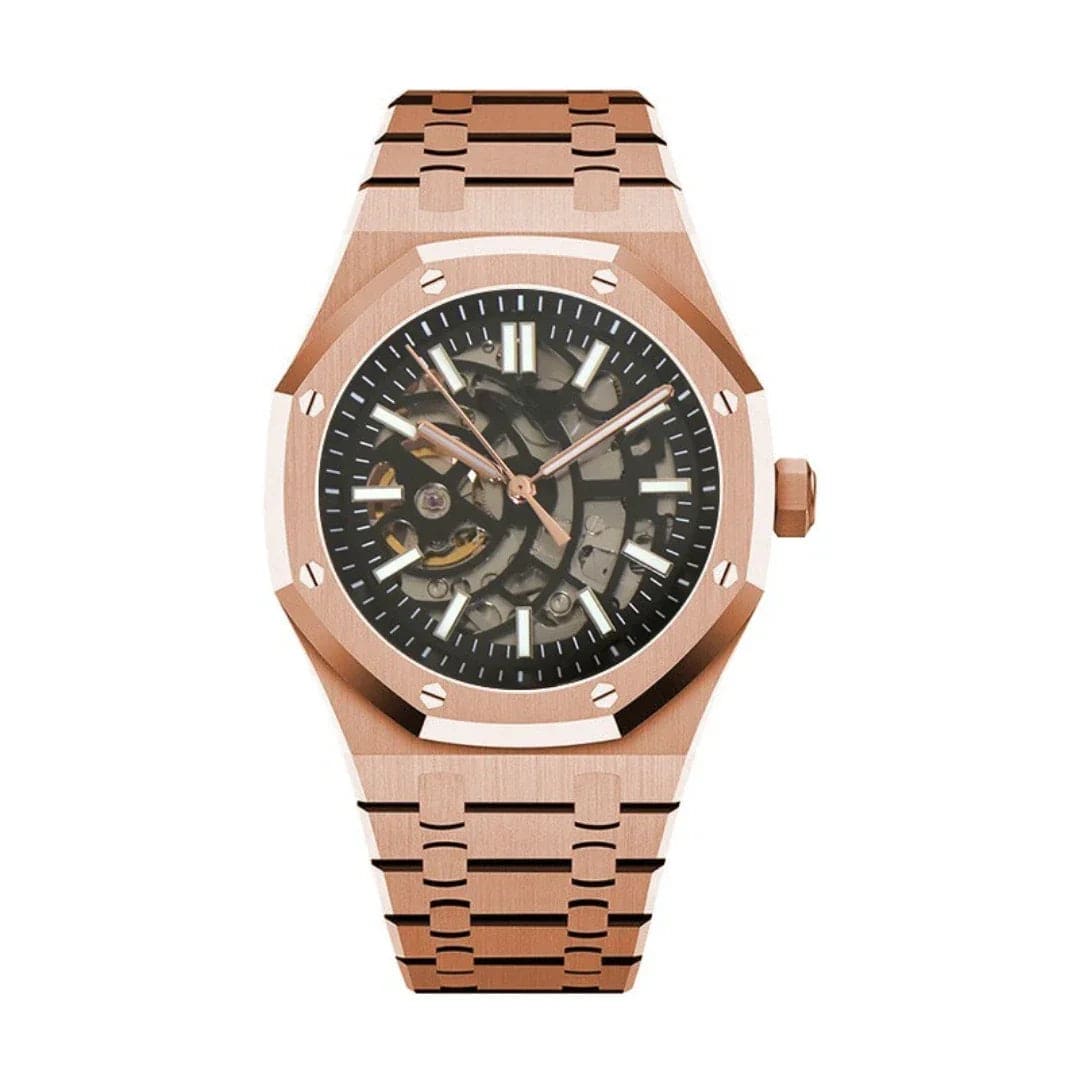 Seiko Mod Royal Oak Rose Gold Skeleton Dial