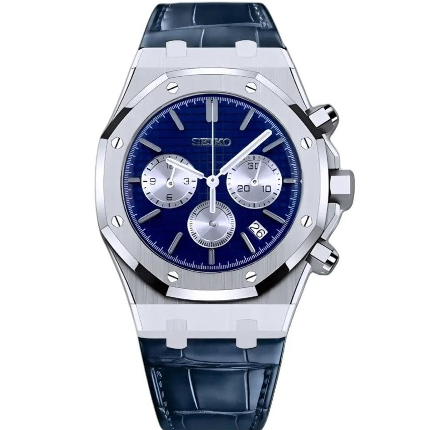 Seiko Mods Royal Oak Silver Blue