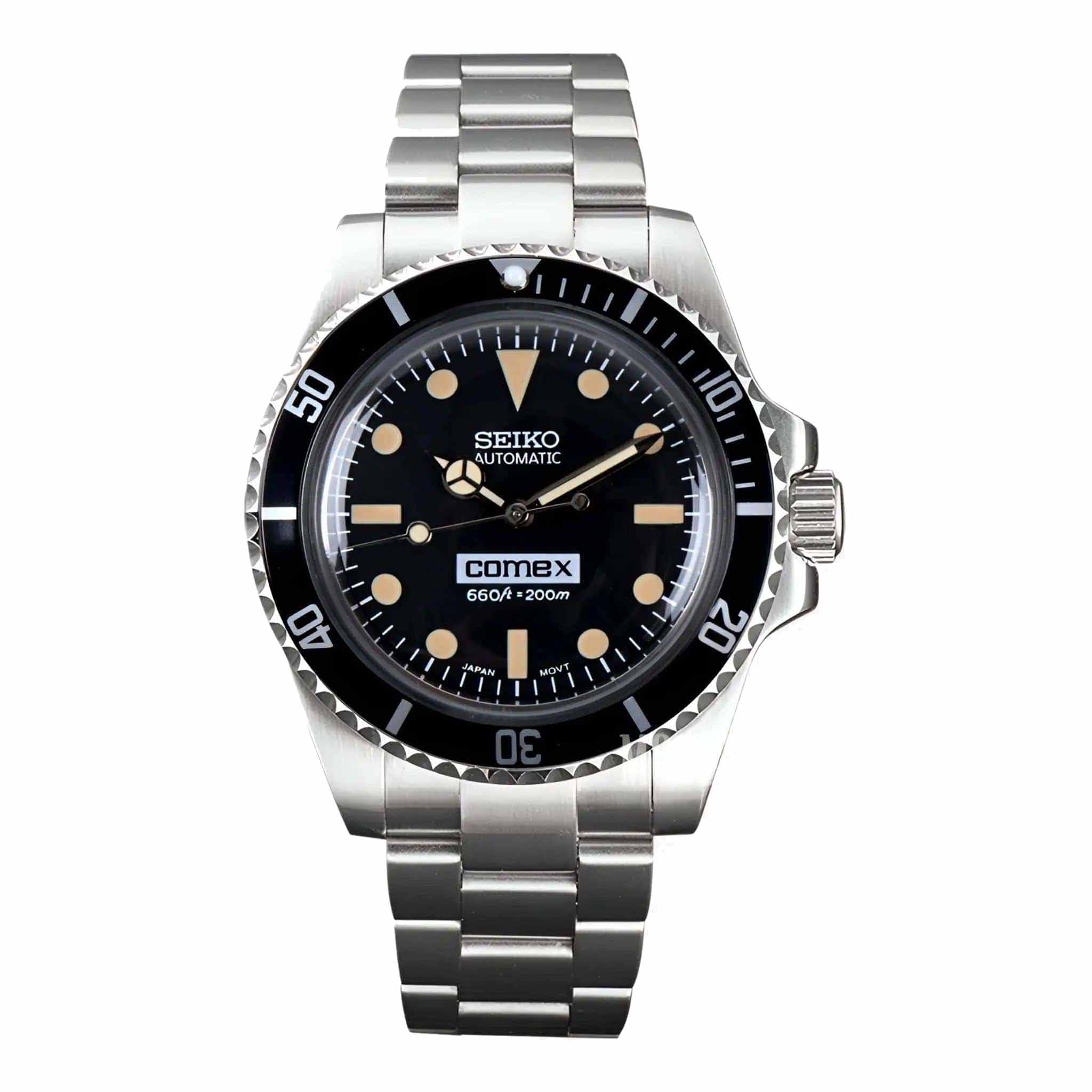 Submariner Vintage mit schwarzer Lünette und schwarzem Zifferblatt in einem klassischen Vintage Gehäuse